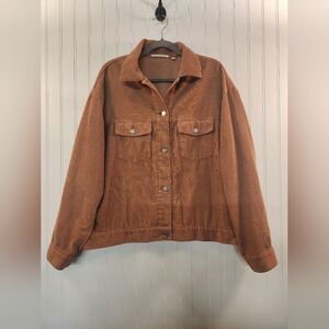 Uniqlo Women's Beige Corduroy Denim Jacket Size XL Ribbed Soft Velvety Plush